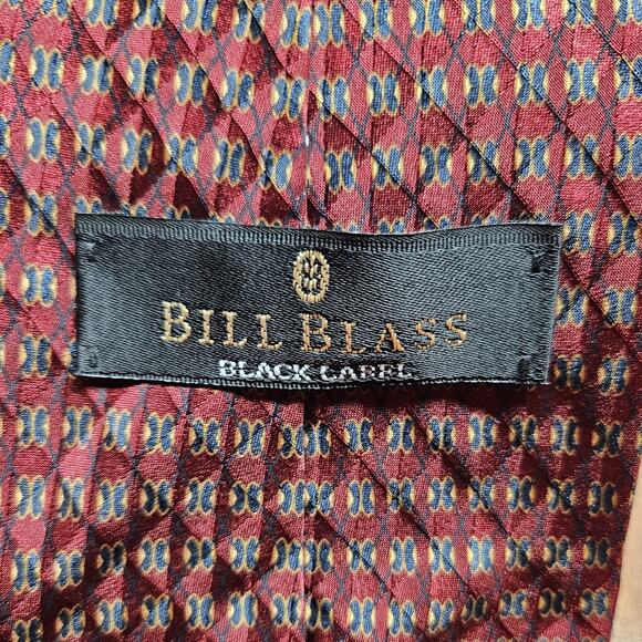 Men's Neck Tie Vintage BILL BLASS Black Label Maroon 100% Silk 57" Long 4" Wide - Picture 2 of 3